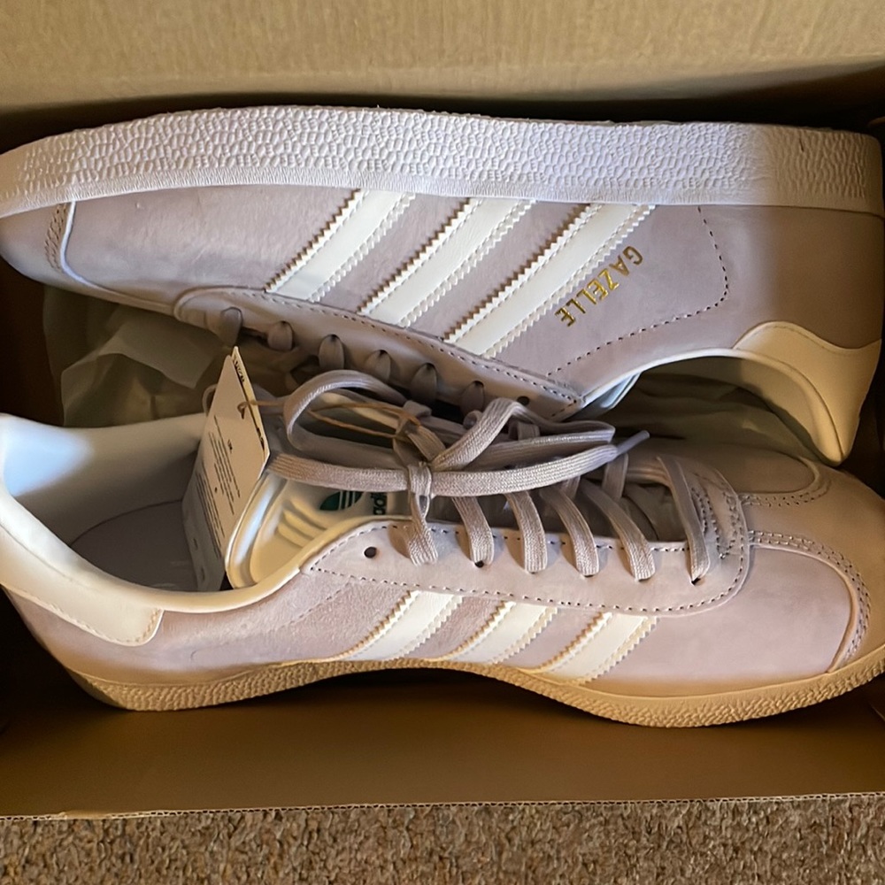Gazelle Lavender and White Adidas